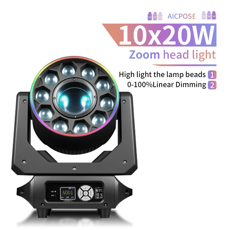 

DMX 10*20W Светодиодный луч с подвижной головкой Bee Eyes RGBW Wash Strobe Pro DJ сценическое освещение для клубного шоу, бара, выступления, свадебного паба, мероприятий