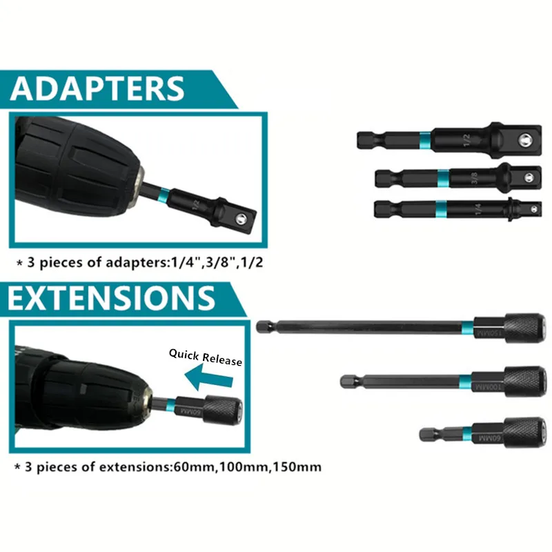 20/21PCS Magnetic Power Nut Driver Set Impact Drill Driver Bit Set 1/4