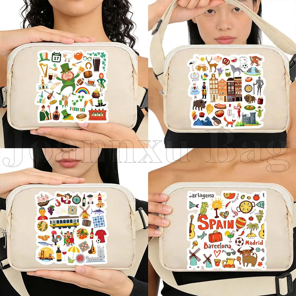 

Ireland Austria Poland Portugal Travel Icons Gifts Sport Crossbody Waist Bag Running Belt Wallet Pouch Phone Cycling Fanny Packs