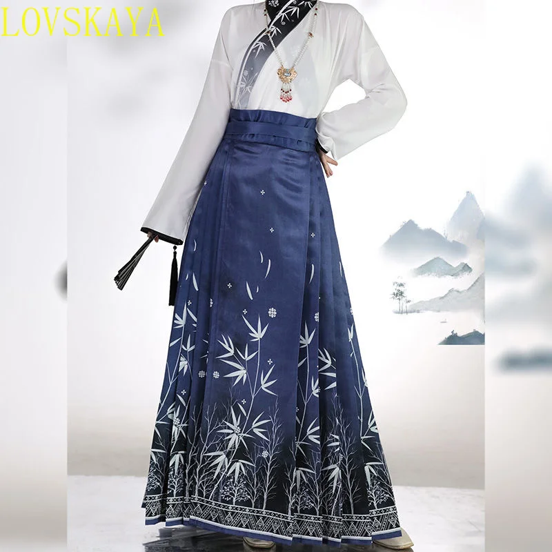 Horse face skirt, Hanfu, traditional Ming Dynasty women's clothing, embroidered skirt, daily horse face ponytail skirt