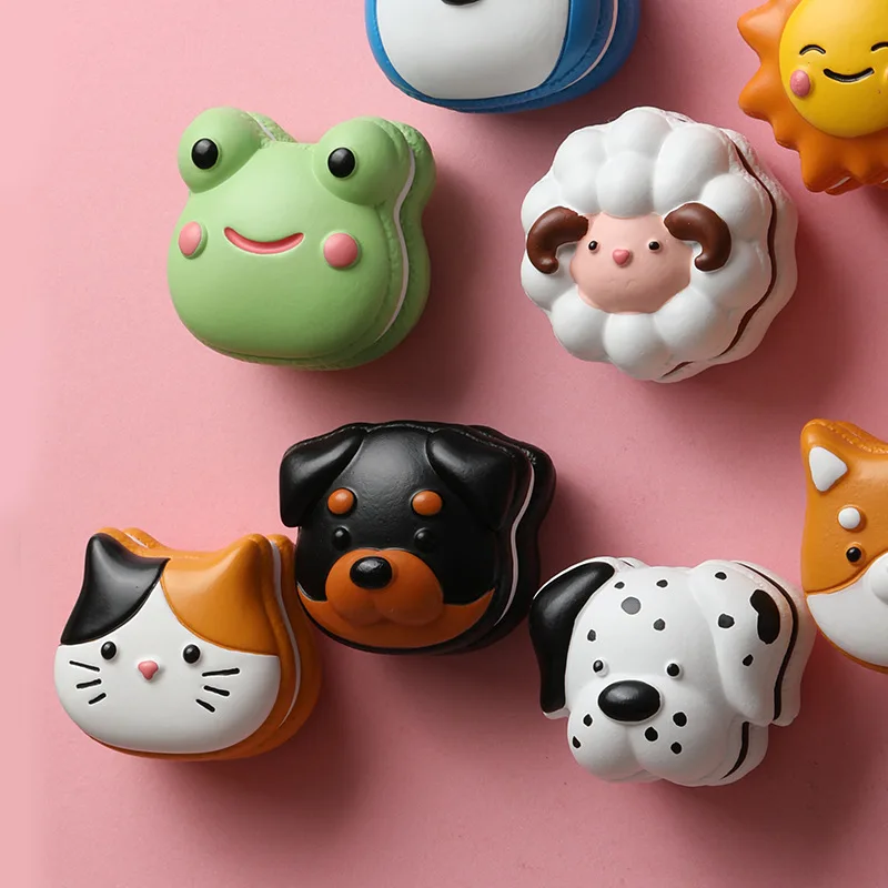 Cartoon Kühlschrankmagnete Tier-Macaron Kühlschrank-Dekoration Magnet-Aufkleber 3D Katzen- und Hunde-Magnetaufkleber aus Harz – Detail 3