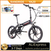 RANDRIDE YA20 Ebike 500W 48V12.8AH Folding City Electric bike Hidden Dismountable Battery 20inch Adult Electric Bicycle EU Stock