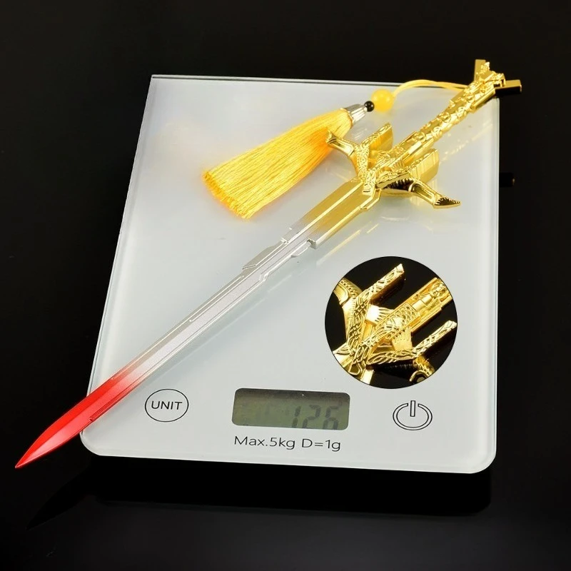 Espadas medievales de 30cm/11,8 pulgadas, modelo de arma Asassin's Creed, periféricos de juego de Metal, Cosplay, regalo de vacaciones, adornos, juguetes coleccionables