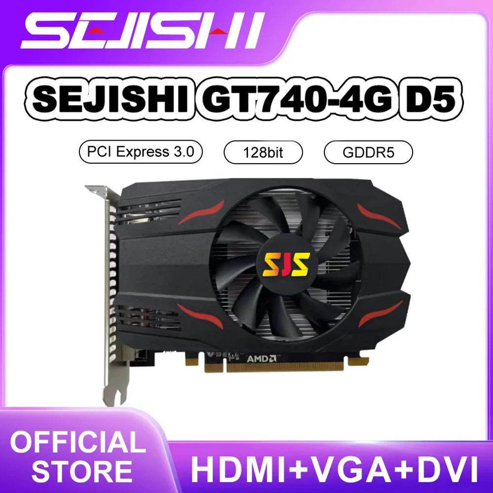 

SEJISHI GT740-4G D5 Graphics Card gt740 4GB GDDR5 Video Card Mining Gaming Card 128Bit 993MHz Single Fan placa de video