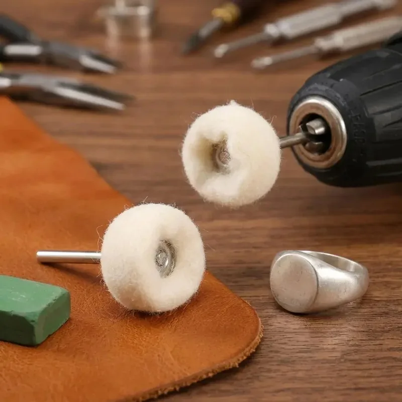 Wool Polishing Head 3mm Shank Spherical Buffing Wheel for Rotary Tool Jewelry Metal Watch Glass Fine Polishing Lint Free Durable