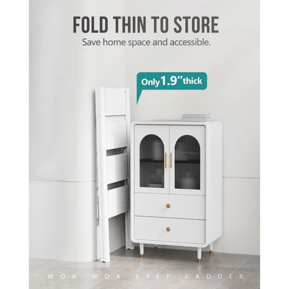 Scaletta pieghevole in alluminio, sgabello antiscivolo leggero per uso cucina domestica, facile da piegare e riporre, ideale per raggiungere l'alto