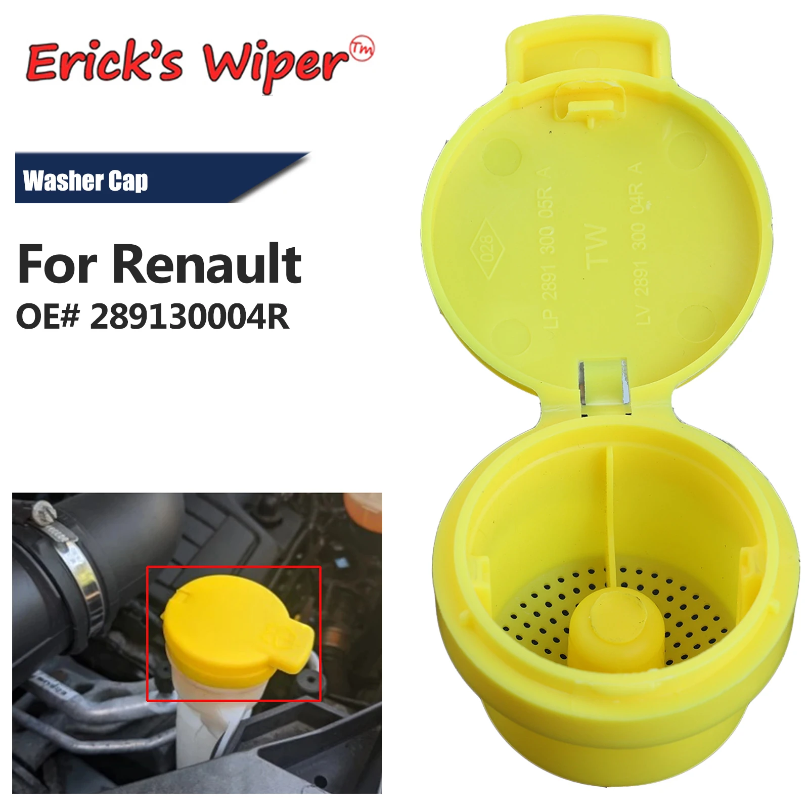 Limpiaparabrisas de Erick, limpiaparabrisas, depósito de líquido, tapa de botella, cubierta para Renault Scenic Megane Talisman Trafic Clio Captur