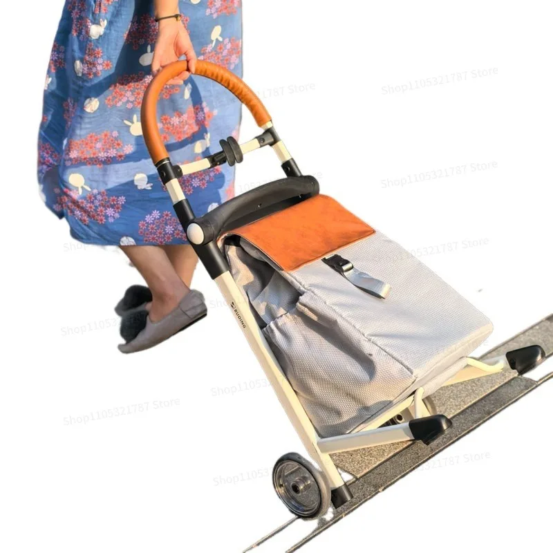 For Small Cart Shopping Can Sit Queuing Artifact, Portable and Lightweight Foldable Aluminum Alloy