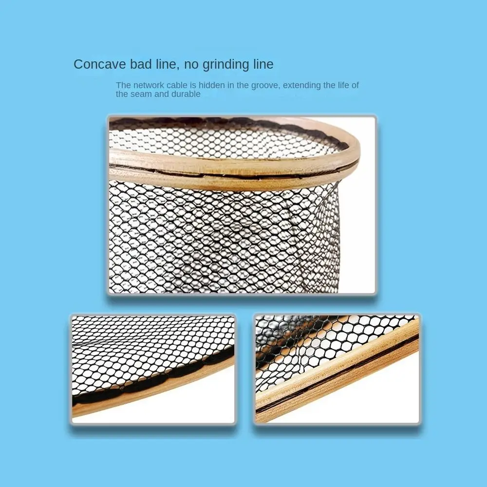 

Portable Glue coated mesh Kayak Fishing Net Fishing Equipment Wooden Handle Trout Fishing Mesh Wood Mini Fishing Mesh Net