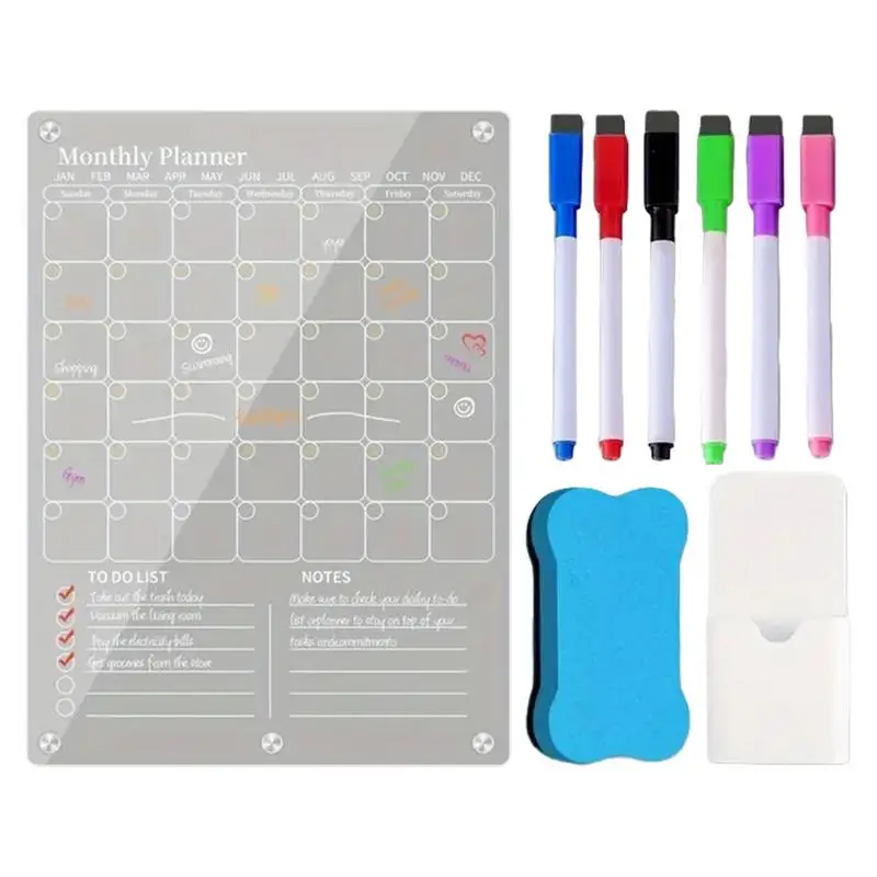 Naklejka na lodówkę Przezroczysty akrylowy kalendarz Planer tygodniowy Harmonogram magnetyczny Tablica wielokrotnego użytku Wiadomość na lodówkę Gadżety menu