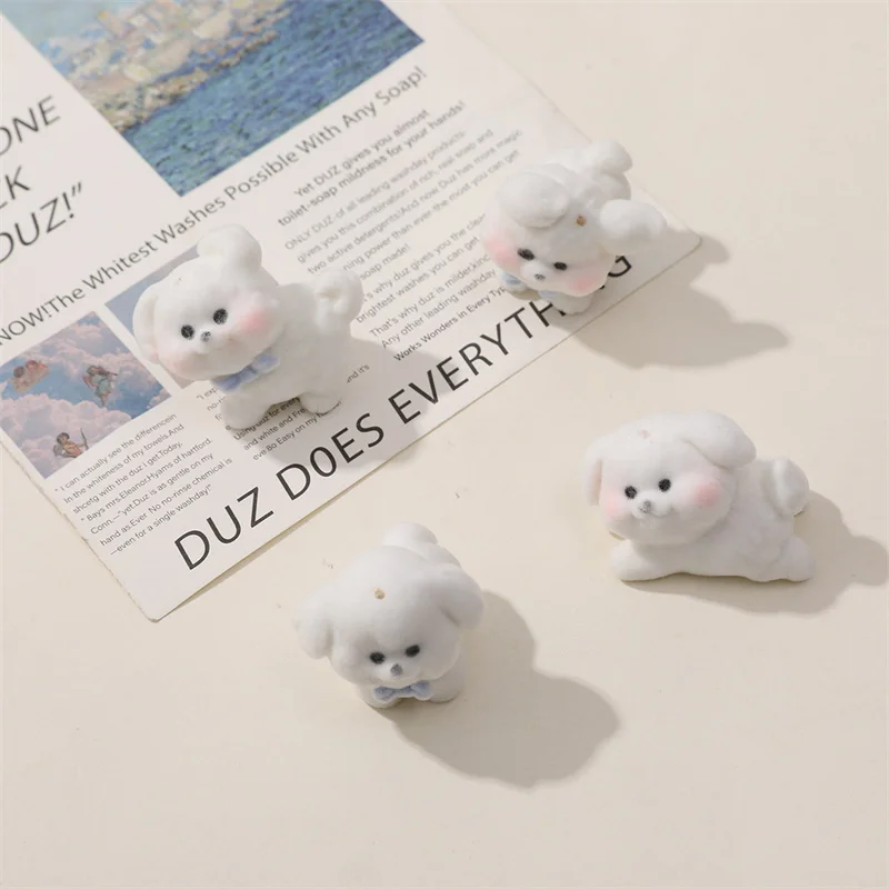 free shipping 30pcs/lot color pattern print animals cartoon dog shape resin dolls beads charms diy jewelry keychain accessory
