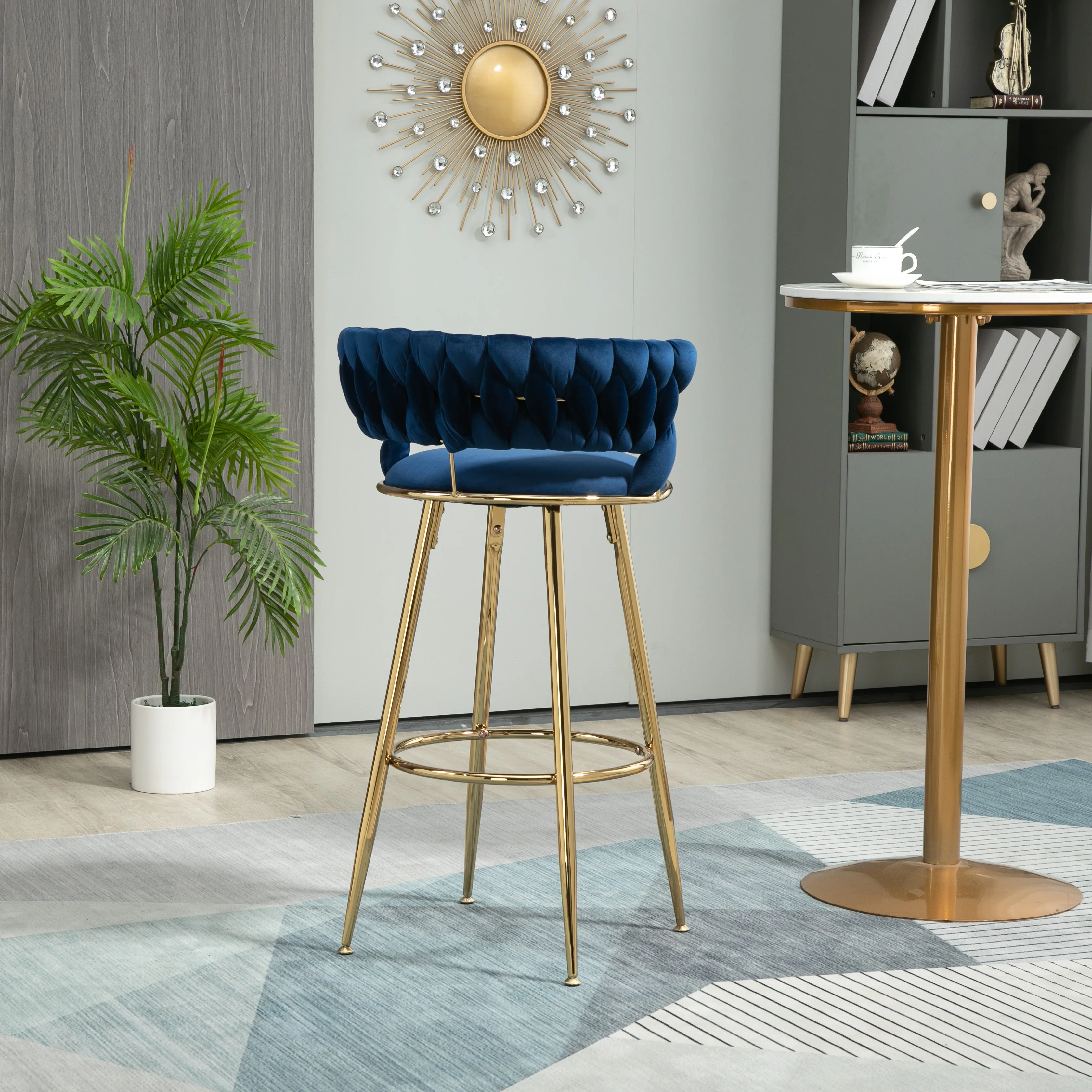 Bar Stools with Back and Footrest Counter Height Bar Chairs