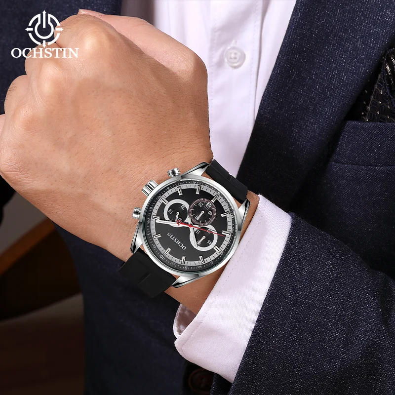 OCHSTIN Stainless Steel/Magnetic Buckle Tape Watches Men's Multifunctional Quartz Movement Calendar Commander Series New Watches
