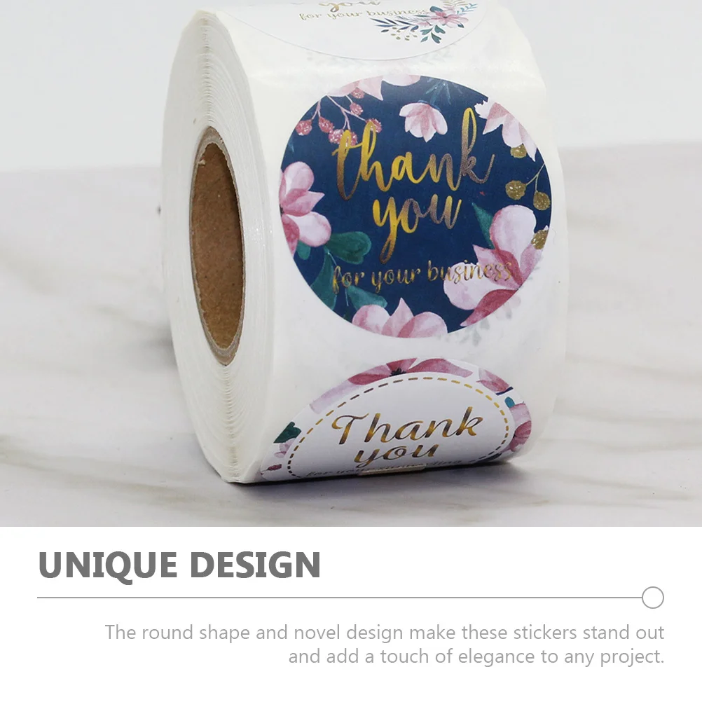 

Thank Themed Stickers Roll Self-Adhesive Decals for Envelopes Gifts Scrapbooking Elegant Long-Lasting Adhesive