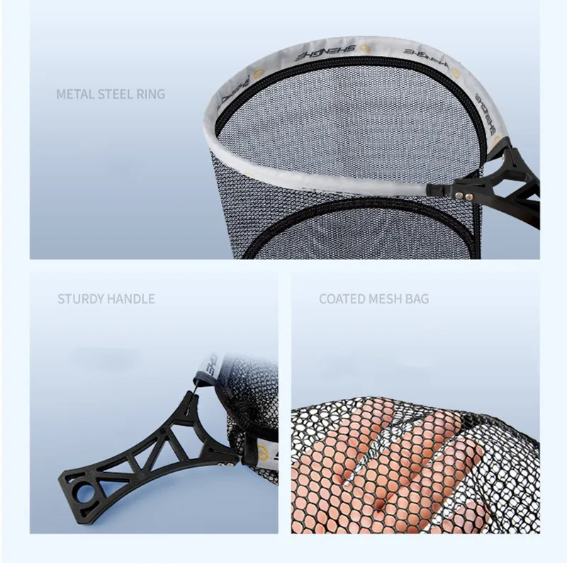 Portable ABS Handle Fly Fishing Hand Net Fly Fishing Stream Net Fishing Lures Net Outdoor Fishing Tools Collapsible Fishing Net