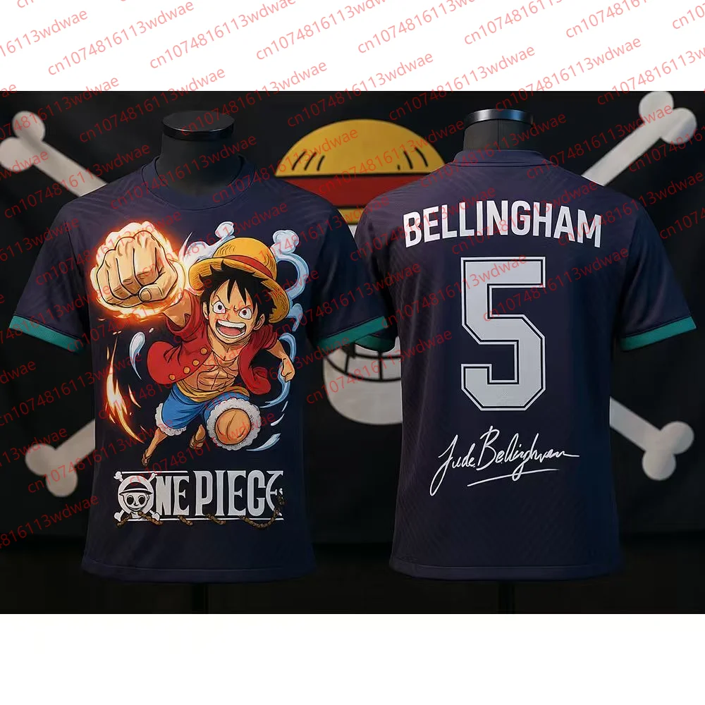 스페인 축구 유니폼 원피스 축구 유니폼 5 기어 루피 스페셜 에디션 벨링엄 5 유니폼 키트 로얄 축구 셔츠