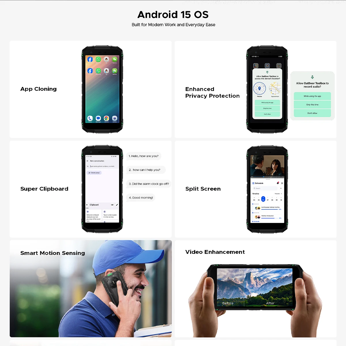 Doogee Fire 3 Rugged Phone 12GB 64GB 8350mAh Battery 5.5" HD+ Screen 13MP+8MP  NFC Android 15 Smartphone