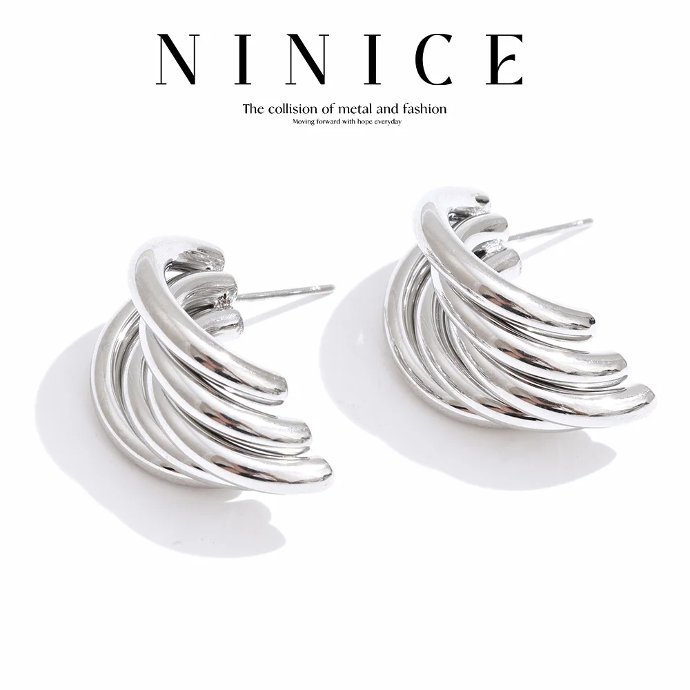 NiNice Stainless Steel Earrings Banana Shaped Fashion Personalized Design Niche Selection Jewelry Wholesale