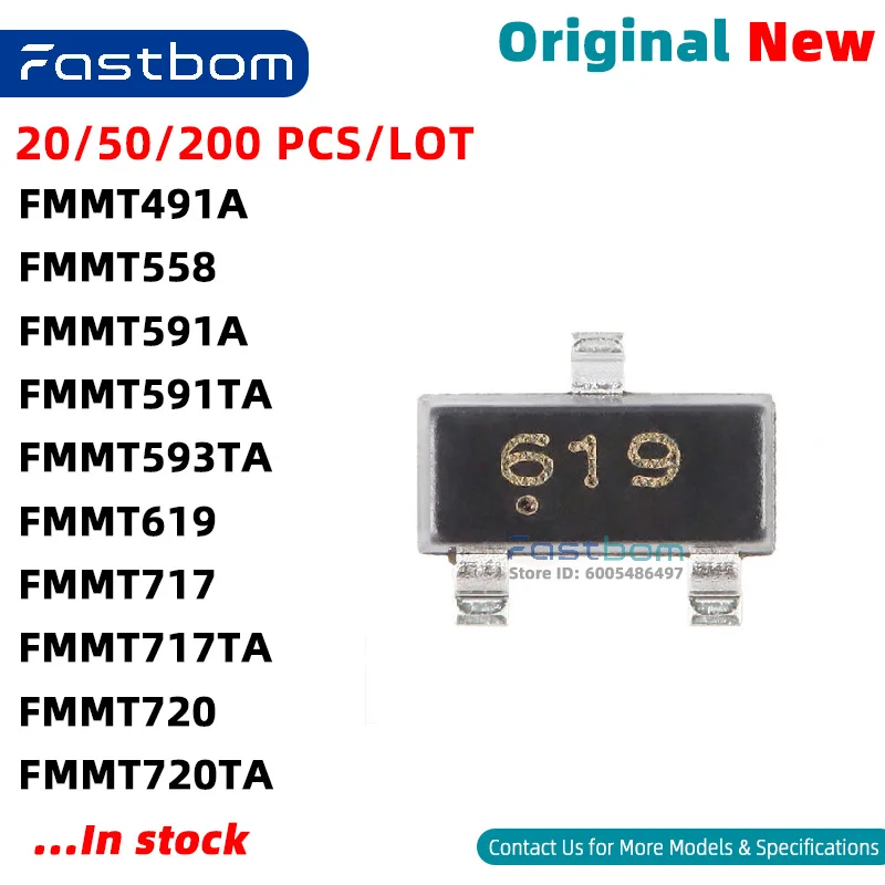 FMMT619 FMMT720 FMMT591A FMMT717 FMMT591TA FMMT717TA FMMT720TA FMMT491A FMMT558 FMMT593TA SOT-23-3 BJT New Original