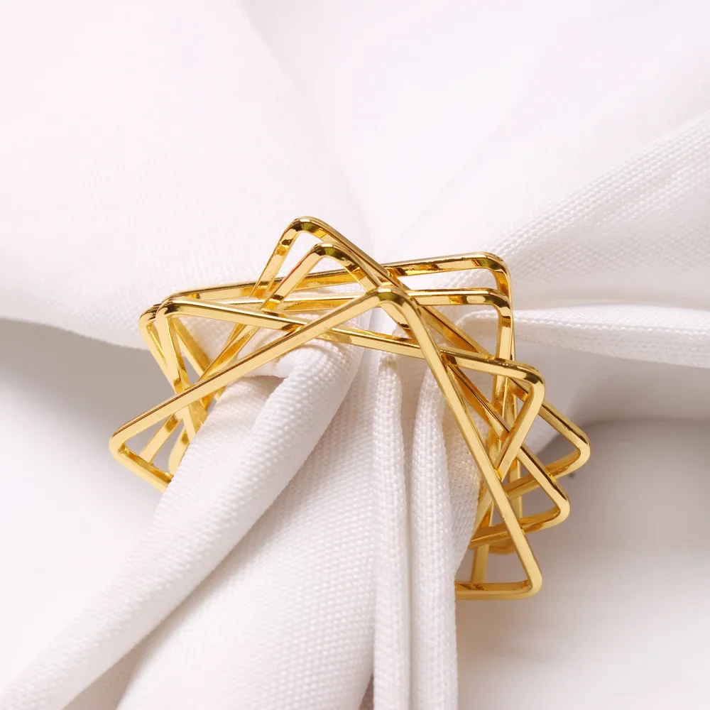 1-48pcs Elegant Christmas Star Napkin Ring Polygonal Five Pointed Buckle Holder for Dinner Table Party Home Kitchen Decor