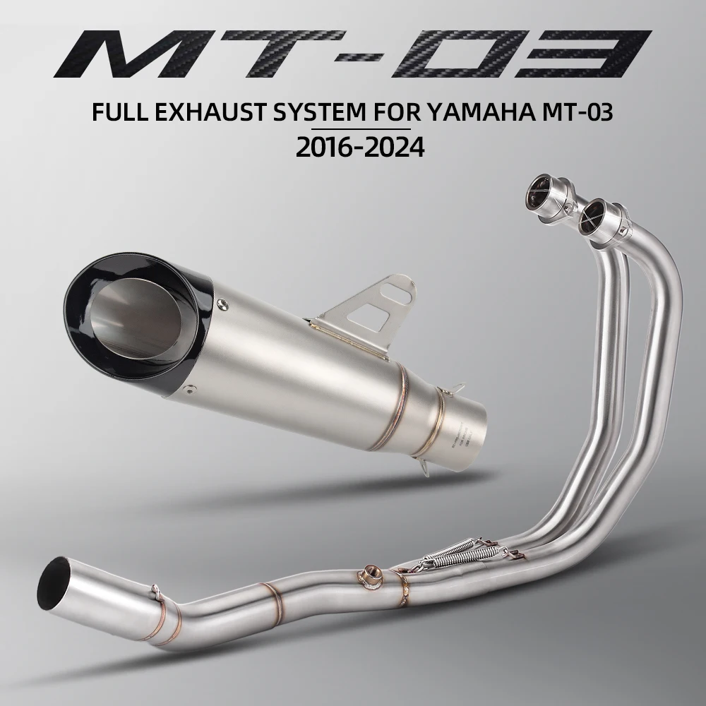 

For Yamaha MT03 2016-2024 51MM Carbon Fiber Three Layer Muffler Front Link Pipe Motorcycle Exhaust Full System