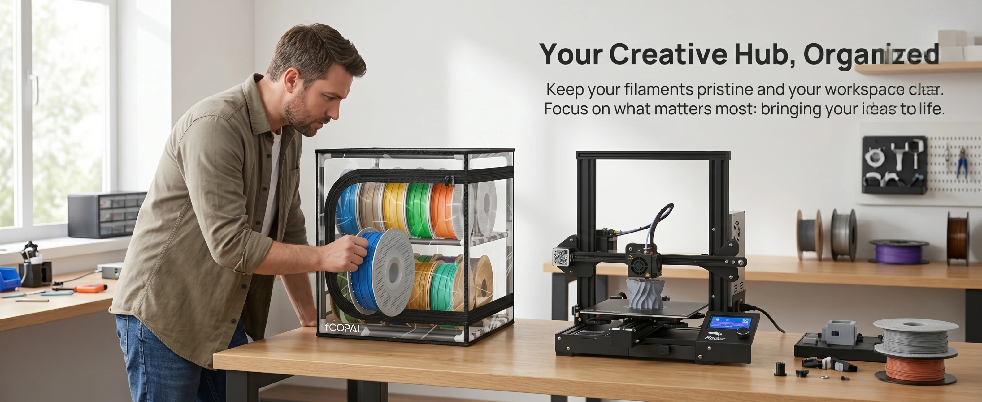 3D-Drucker Filament-Aufbewahrungsbox Trockner Filament 10 Rollen/20 Rollen Wasserdicht und Staubdicht Platzsparende Filament-Tasche – Detail 3