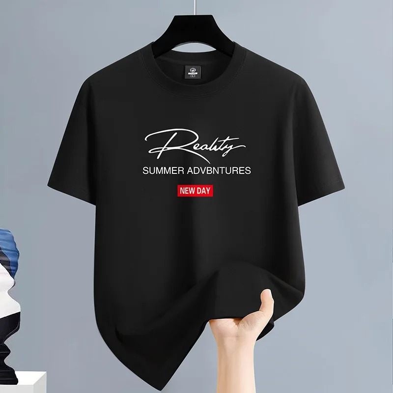 1 Stück Herren-T-Shirts 2026 Sommer 100% Baumwolle Tops Laufshirt Atmungsaktiv Rundhals Y2k Tops Y2k Baumwoll-T-Shirts Sport Übergroß