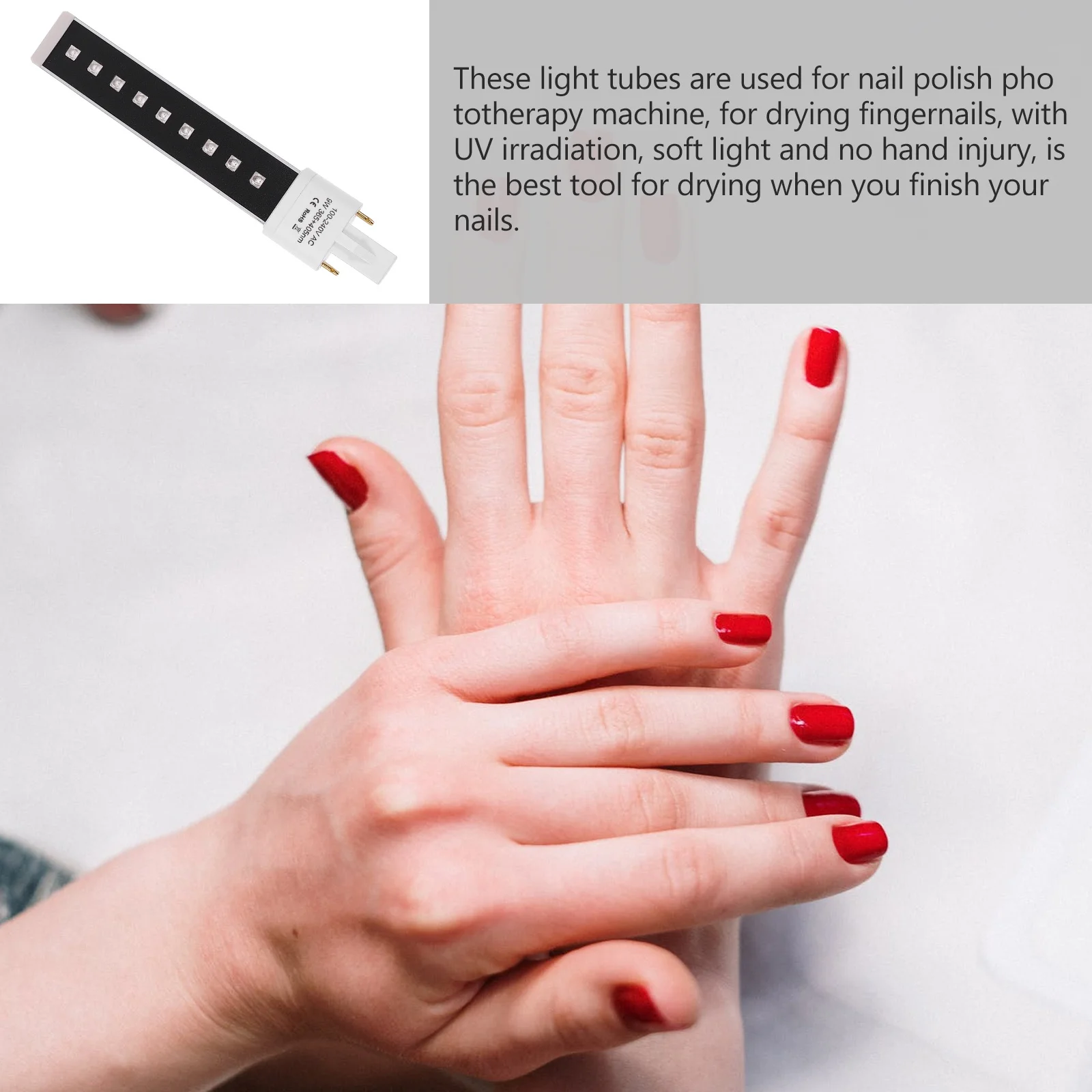 

9W Uv LED Double Light Source Nail Gel Curing Light Tube Aluminum Alloy Shell Fast Drying 30S Quick Dry No Flicker Low Power