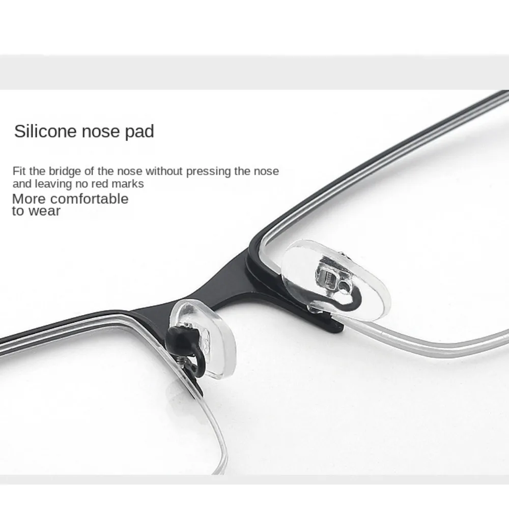 Vintage Metal PC Reading Glasses Black Grey Square Half Frame Ultra Light Frame Vision Care Men