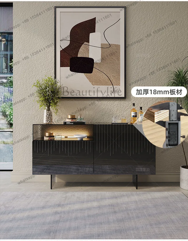 Italian light luxury glass chest of drawers high-end villa living room wall locker