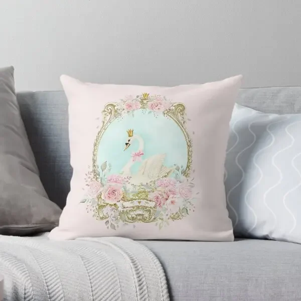 

The Shabby White Swan Romantic With Pin Printing Throw Pillow Cover Decorative Throw Wedding Pillows not include One Side