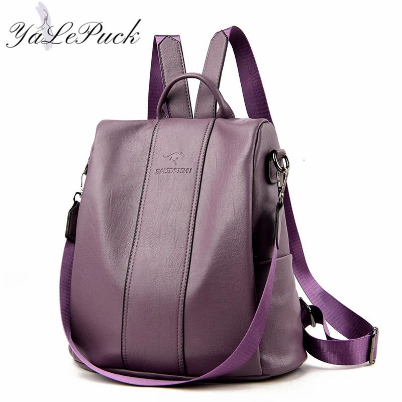 Anti-diebstahl leder rucksack frauen vintage schulter tasche damen hohe kapazität reise rucksack schule taschen mädchen mochila feminina