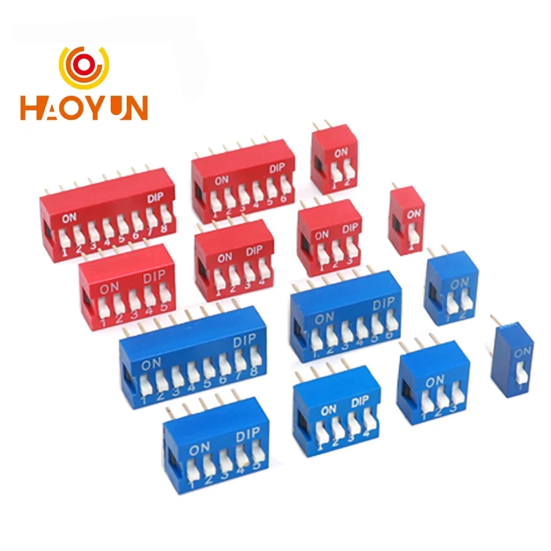 【10PCS】Red, Blue Toggle Switch Spacing 2.54MM DIP Dial The Code Switch 1 2 3 4 5 6 7 8 9 10 12 PIN Quick Switch