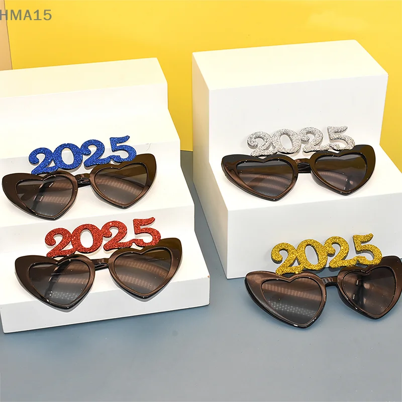 2025 Number Eyeglasses Happy New Year Glasses Diamond Glitter Eyeglasses Cosplay Prop Xmas Party Decoration Funny Glasses