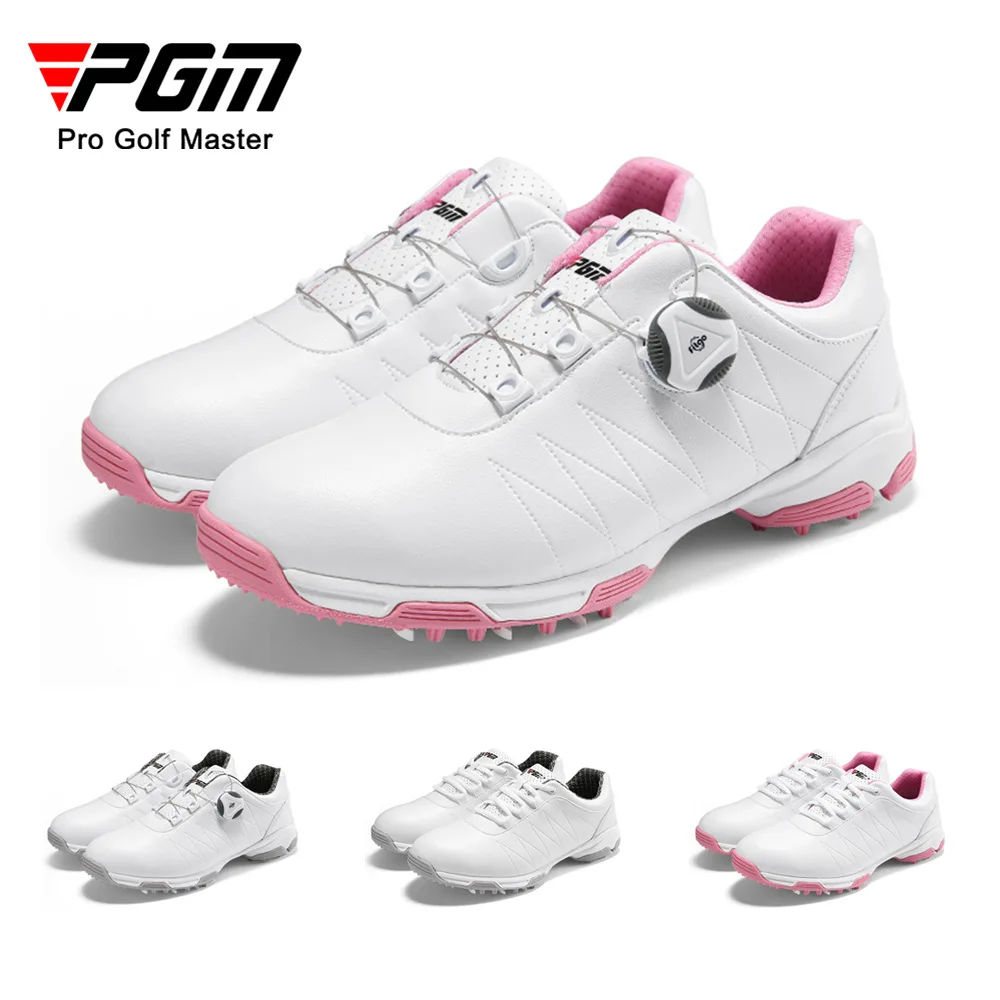 PGM Women Golf Shoes Waterproof Anti Slip Auto Rotating Lace Up Sneakers