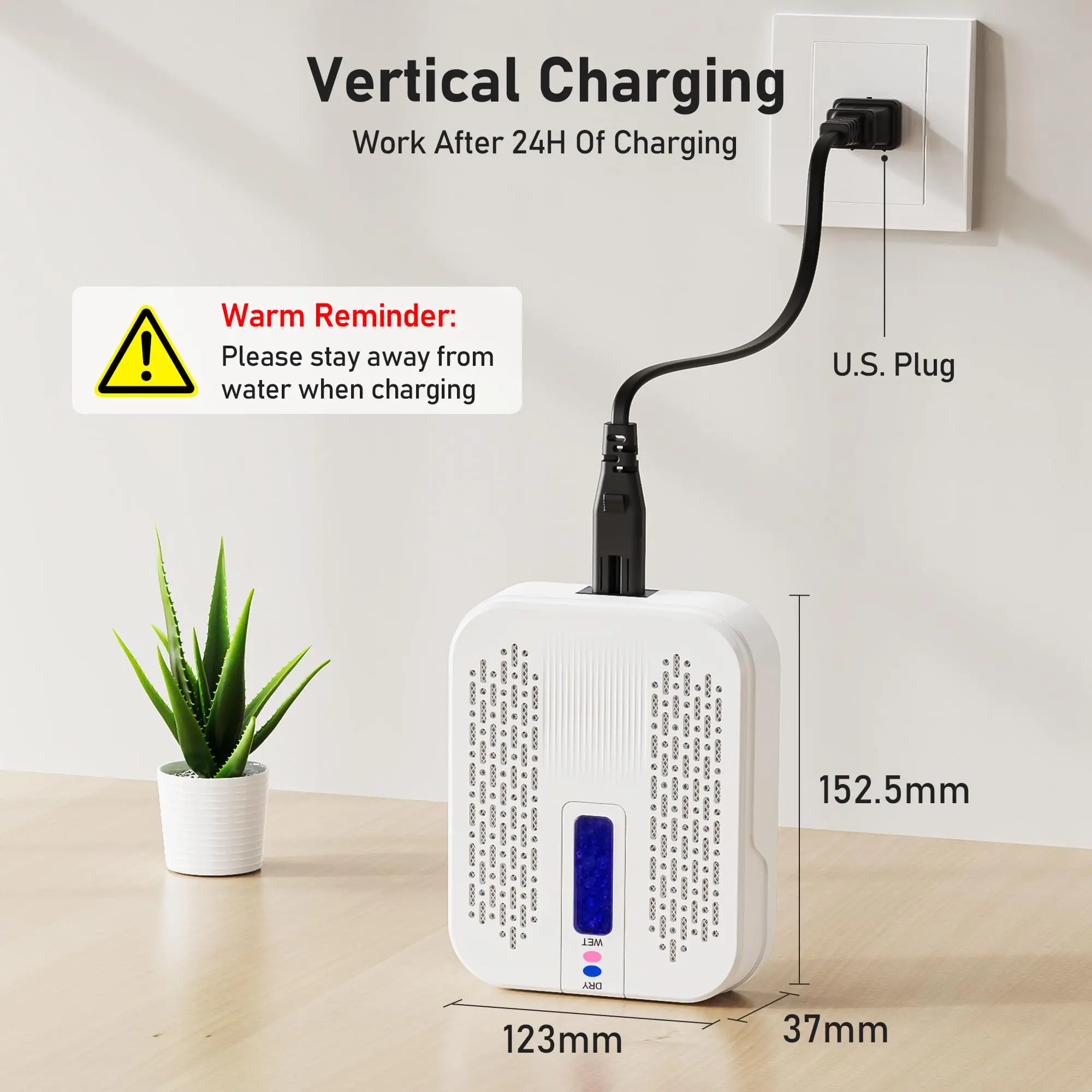 Rechargeable Small Dehumidifier, Portable Mini Dehumidifier for Bathroom, Highly Efficient Dehumidification, Energy Saving, Suitable for Closet, Cars, Wardrobes, Bookcases view 3