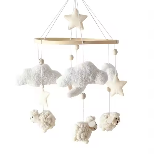 Wooden Crib Mobile Baby Bed Bell Rattle Toy Soft Felt Cartoon Bear Mobile bracket Newborn Music Box Bed Bell Hanging Bracket Toy - Image 39