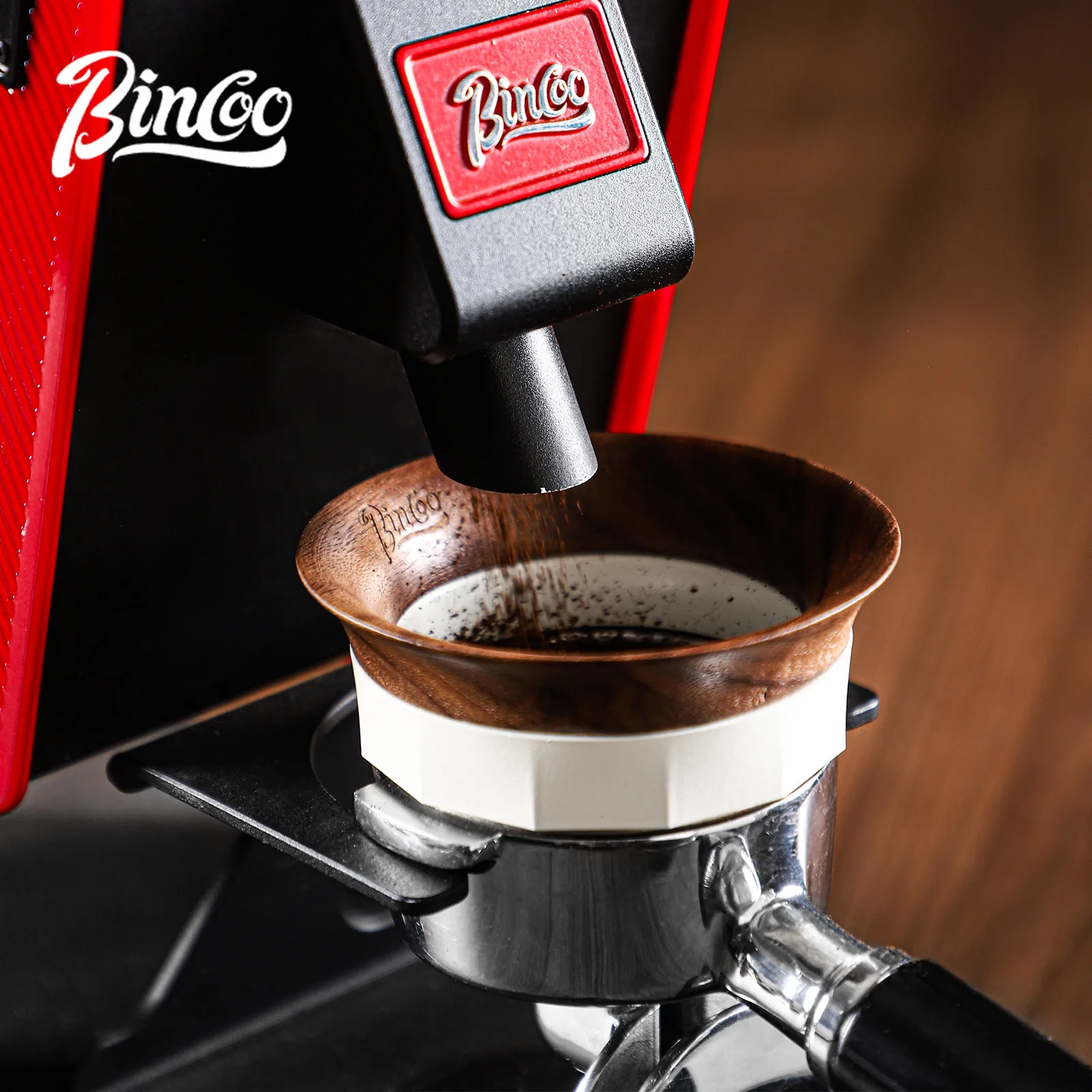 

Bincoo Walnut Wood Dosing Ring with 8 Magnets Anti-Splash for Espresso Coffee Accessories Durable & Stylish