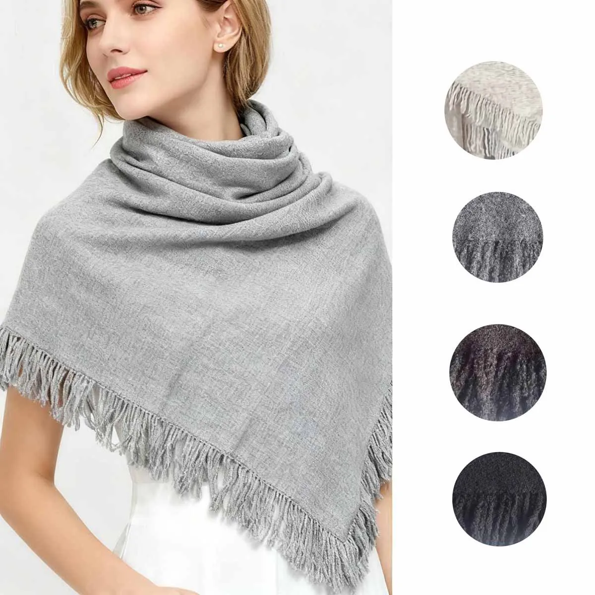 Cross-border fashion hit women's knitted triangle scarf, triangle fringe scarf, triangular shawl