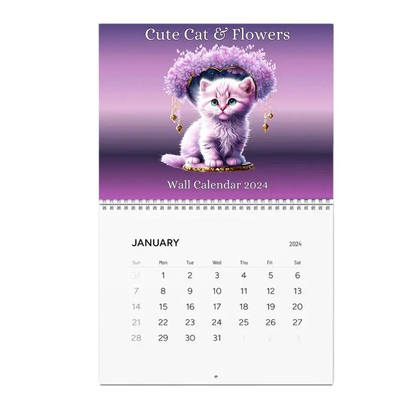 

Cat Calendar 2024 Flower Cute Cat Wall Calender 2024 Cute Kittens Monthly Wall Calendars For Home Kitchen Funny Cat Gifts