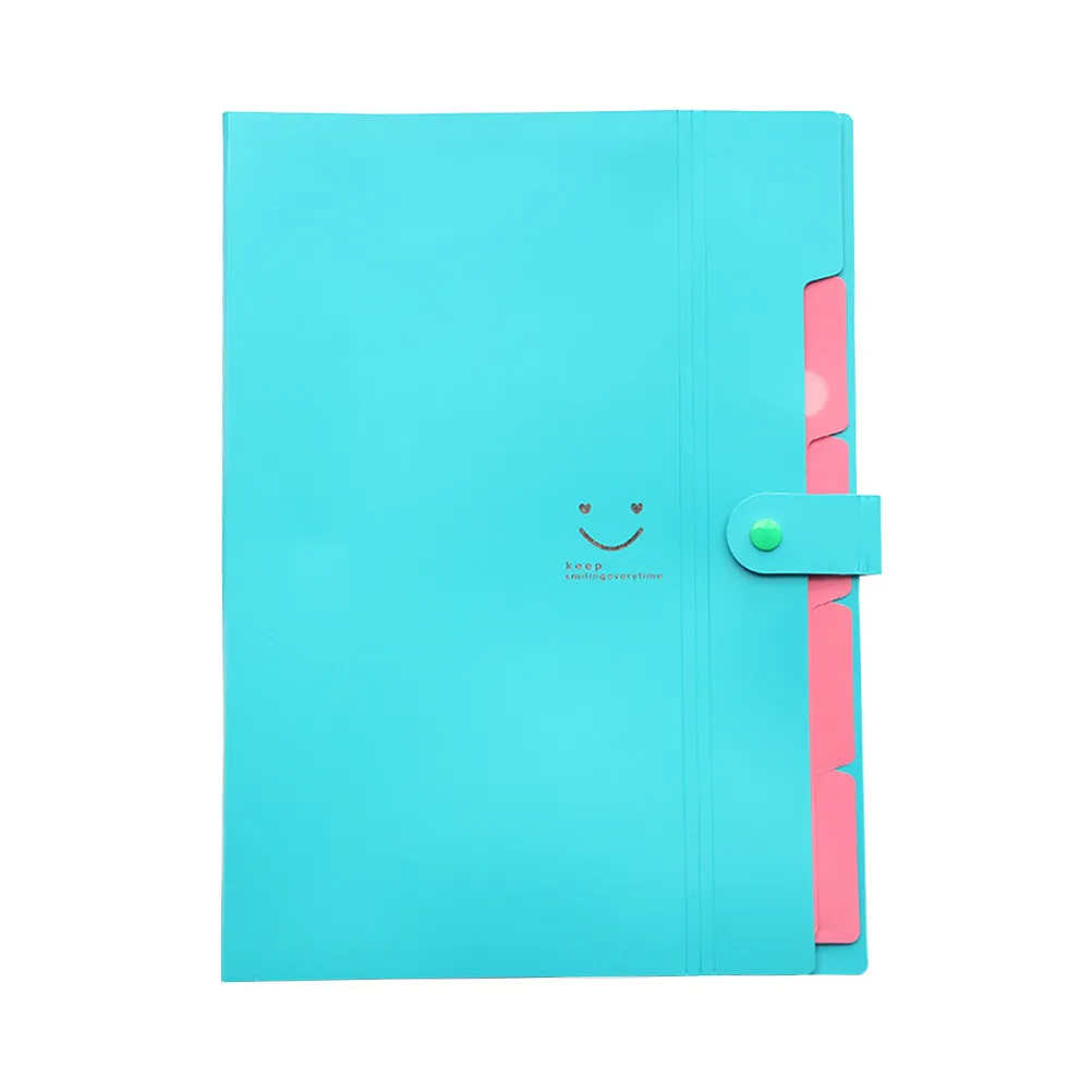 

A4 Size Plastic Expanding File Folder 5 Pockets Secure Snap Closure Document Organizer for Office School Home Professional Use