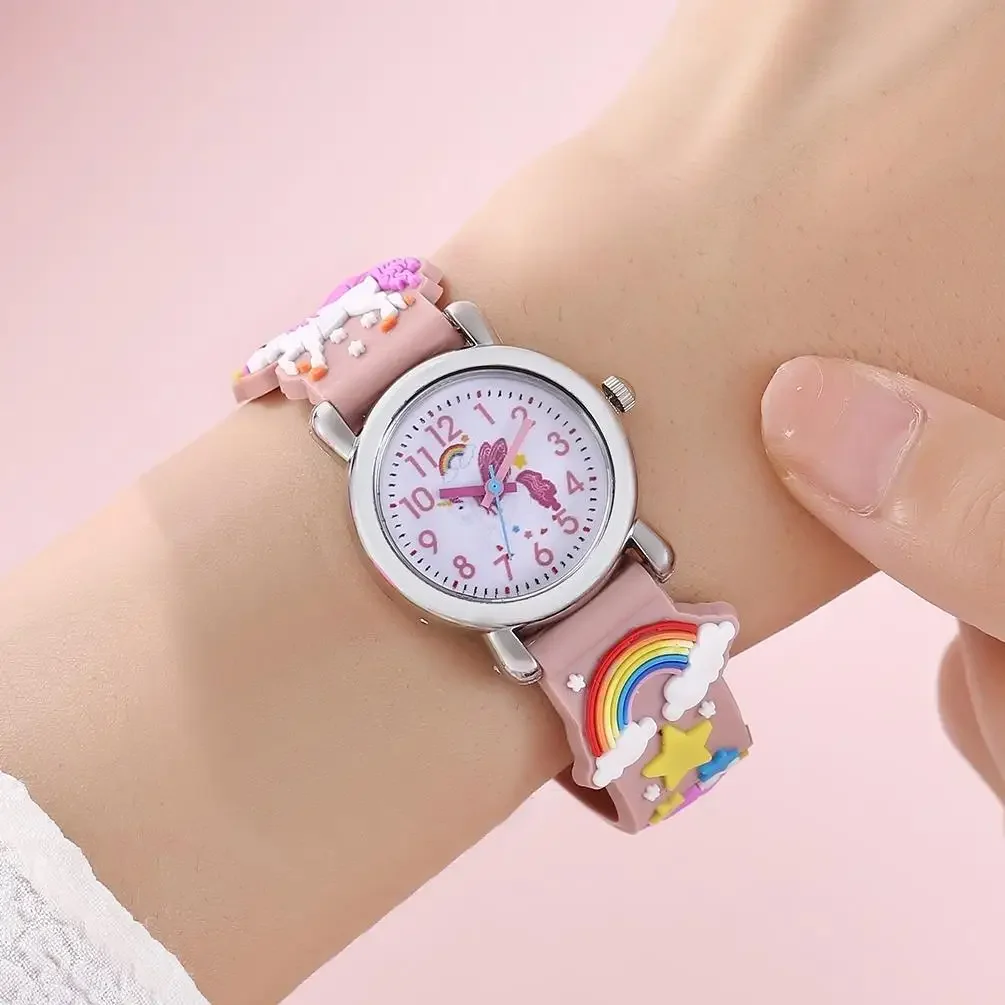 Montre à quartz avec bracelet en silicone pour enfants, montre de dessin animé pour enfants, temps d'étude pour fille, document de bonbons mignon, motif Nairobi Orn, cadeau d'anniversaire