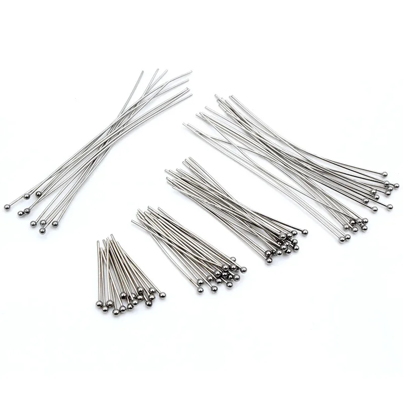 No Fade 100pcs/Lot 20-70 mm 316 Stainless Steel Ball Pins Findings Ball Head Pins For Jewelry Making DIY Supplies Accessories