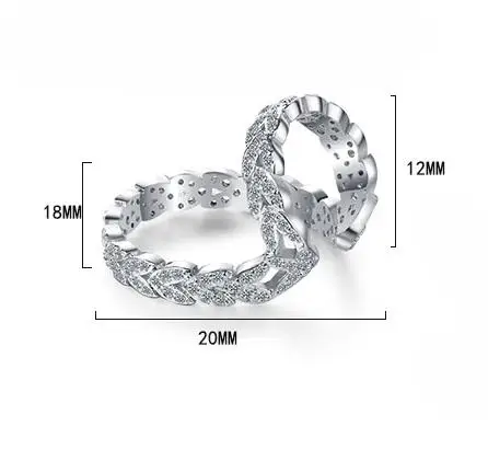 Luxurious Branch Leaf Earring for Women Moissanite Diamond Wheat Ear Cuff Clip Earrring 925 Sterling Silver Korean Jewelry