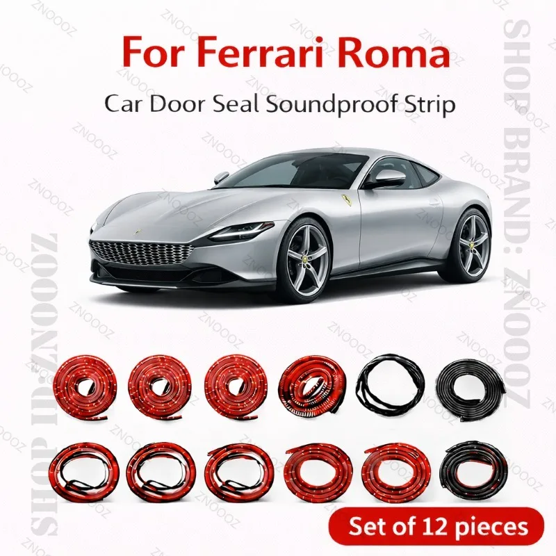 Car Door Seal Strip Rubber Double Layer Soundproof Dustproof Waterproof Door Weatherstrip 12PCS Set For Ferrari Roma