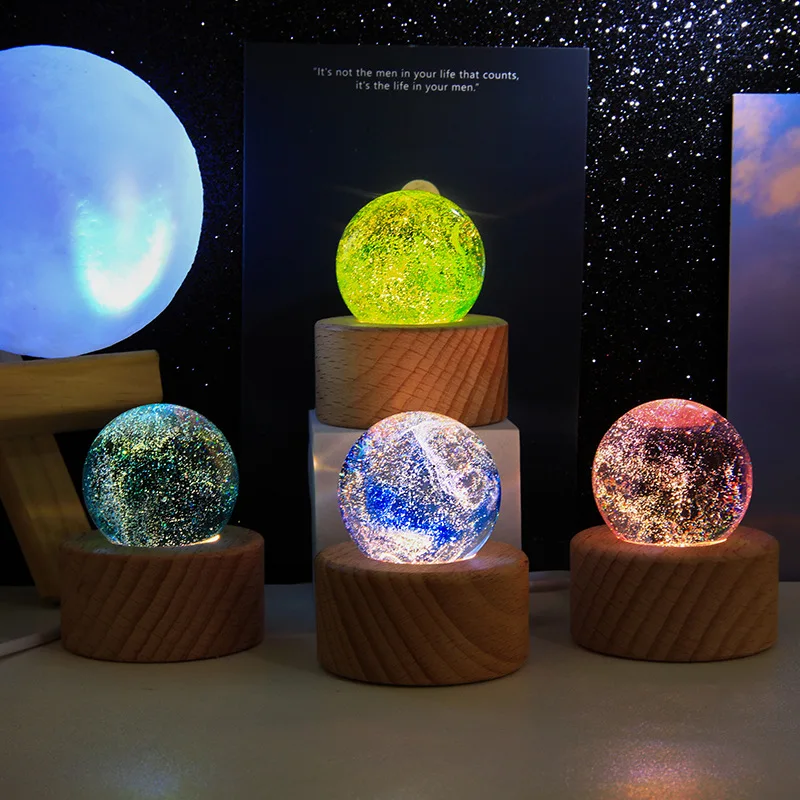 4cm Fantasy Colorful Glass Star Ball Luminous Planet Astronomy Planets Ball Fantastic Style Home Decoration Cosmic Model Gift