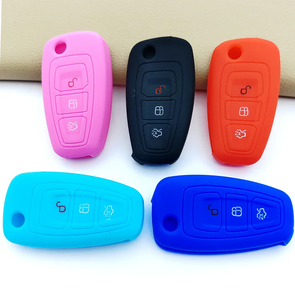 3 Button Silicone Car Remote Key Fob Cover Case for Ford Ranger C-Max S-Max Focus MK3 Galaxy Mondeo Transit Tourneo Custom