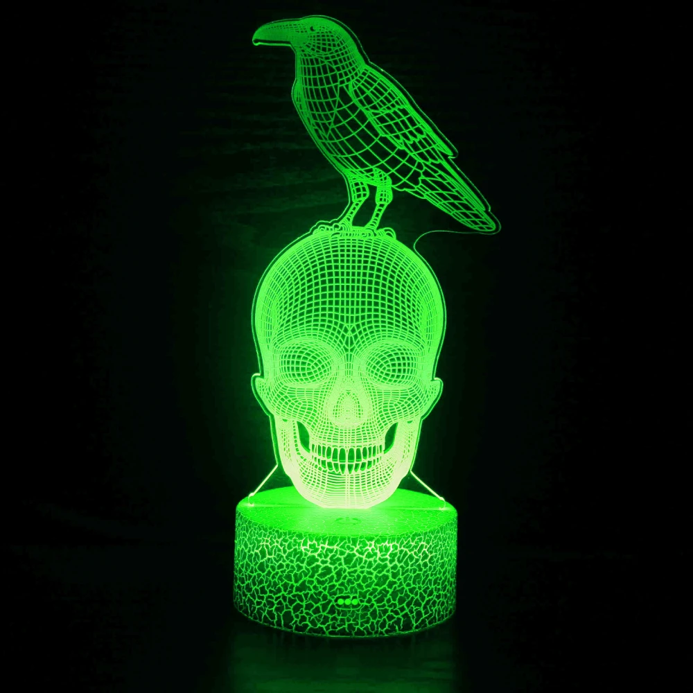 Nighdn Schädel und Adler Schreibtisch lampe 7 Farbwechsel USB LED Nachtlicht für Schlafzimmer Dekoration Halloween Geschenk für Kinder Jungen Männer