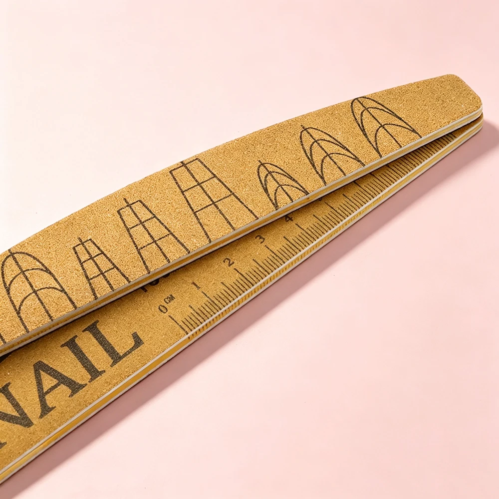 20Pcs Half Moon Nail Files With Ruler Scale 100/180 Grit Double Sided Curved Sanding Nails File For Acrylic Gel Nails Salon DIY