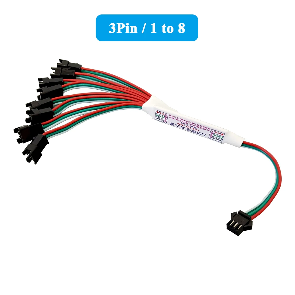 1-to-2/4/8 LED Signal Amplifier for WS2812B/SK6812 RGB Strip DC5V TTL Repeater Module Extends 3Pin/4Pin Addressable Pixel Lights